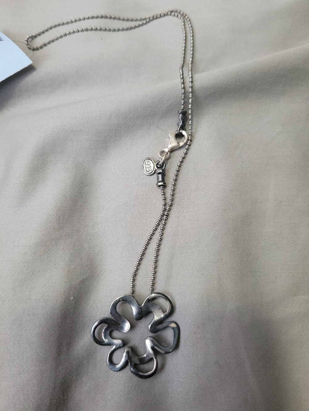 Sterling Silver Flower Pendant Necklace - Silver